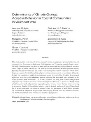 Determinants of climate change adaptive behavior in coastal communities in Southeast Asia