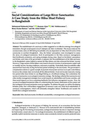 Social considerations of large river sanctuaries: A case study from the hilsa shad fishery in Bangladesh