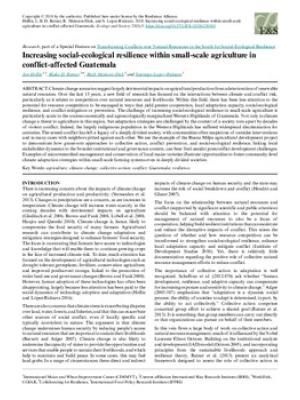 Increasing social-ecological resilience within small-scale agriculture in conflict-affected Guatemala