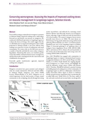 Conserving womangroves: Assessing the impacts of improved cooking stoves on resource management in Langalanga Lagoon, Solomon Islands