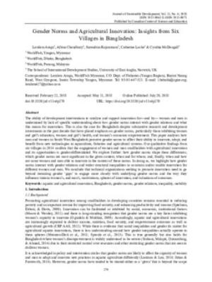 Gender norms and agricultural innovation: Insights from six villages in Bangladesh
