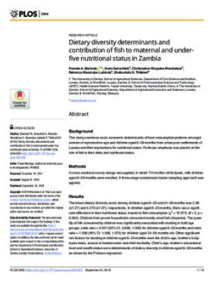 Dietary diversity determinants and contribution of fish to maternal and underfive nutritional status in Zambia