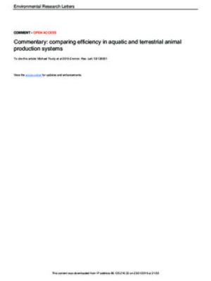 Commentary: comparing efficiency in aquatic and terrestrial animal production systems