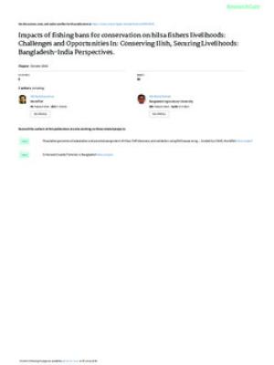 Impacts of fishing bans for conservation on hilsa fishers' livelihoods: Challenges and opportunities
