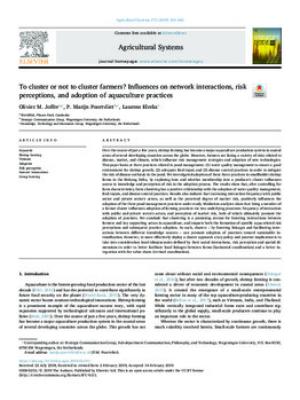 To cluster or not to cluster farmers? Influences on network interactions, risk perceptions, and adoption of aquaculture practices