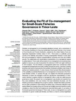 Evaluating the fit of co-management for small-scale fisheries governance in Timor-Leste
