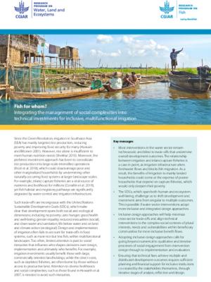 Fish for whom? Integrating the management of social complexities into technical investments for inclusive, multifunctional irrigation