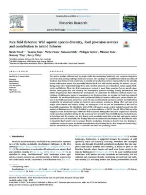 Rice field fisheries: wild aquatic species diversity, food provision services and contribution to inland fisheries