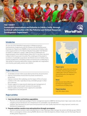 Sustainable aquaculture and fisheries in Odisha, India, through technical collaboration with the Fisheries and Animal Resources Development Department