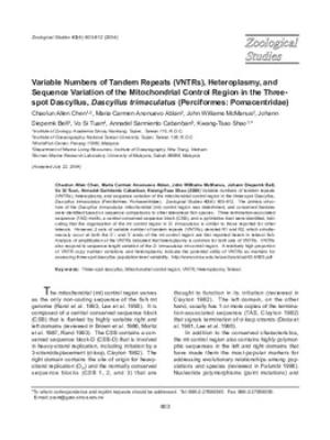 Variable number of tandem repeats in the mitochondrial DNA of Dascyllus trimaculatus