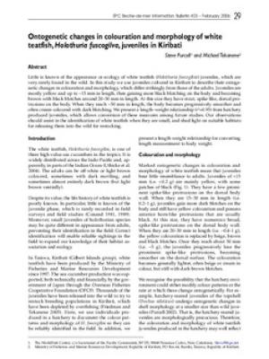 Ontogenetic changes in colouration and morphology of white teatfish, Holothuria fuscogilva, juveniles at Kiribati