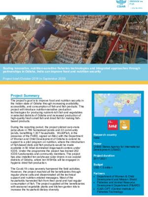 Scaling innovative, nutrition sensitive fisheries technologies and integrated approaches through partnership in Odisha, India - Project brief (October 2019 to September 2020)