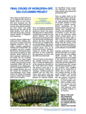 Final stages of WorldFish-SPC sea cucumber project