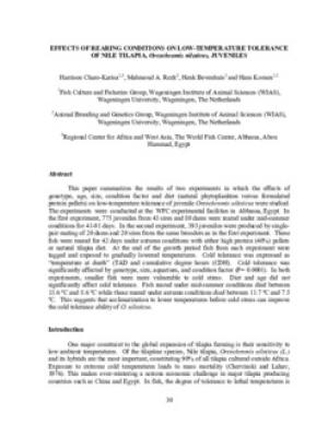 Effects of rearing conditions on low temperature tolerance of Nile tilapia, Oreochromis niloticus, juveniles