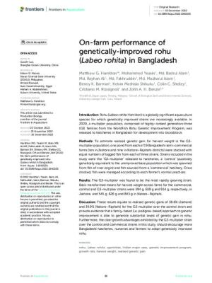 On-farm performance of genetically-improved rohu (Labeo rohita) in Bangladesh