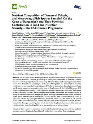 Nutrient composition of demersal, pelagic, and mesopelagic fish species sampled off the coast of Bangladesh and their potential contribution to food and nutrition security - The EAF Nansen Programme