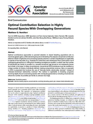 Optimal contribution selection in highly fecund species with overlapping generations
