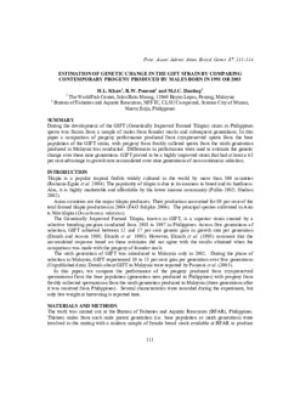 Estimation of genetic change in the GIFT strain by comparing contemporary progeny produced by males born in 1991 or 2003