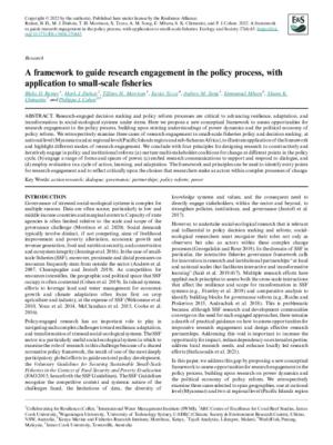 A framework to guide research engagement in the policy process, with application to small-scale fisheries