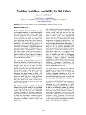 Modeling pond water availability for fish culture