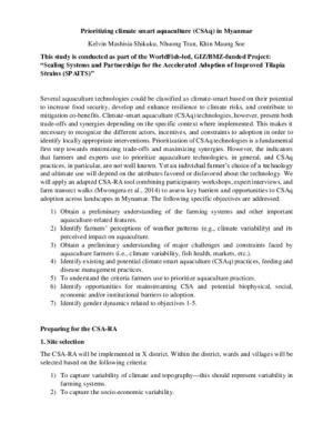 A step-by-step practical guide for participatory prioritization of climate smart aquaculture in Myanmar