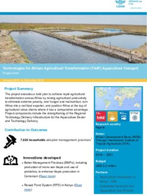Technologies for African Agricultural Transformation (TAAT) Aquaculture Compact. Project brief January 2019 to December 2019