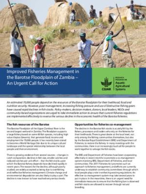 Improved fisheries management in the Barotse Floodplain of Zambia - An urgent call for action