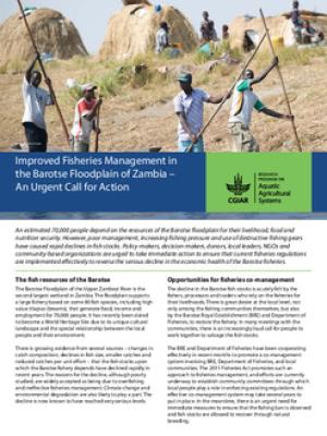 Improved fisheries management in the Barotse Floodplain of Zambia - An urgent call for action