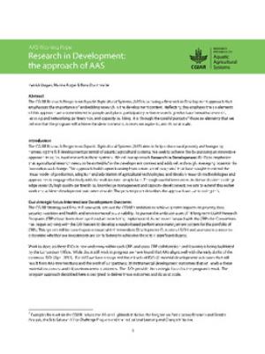 Research in development: the approach of AAS