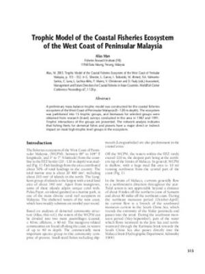 Trophic model of the coastal fisheries ecosystem of the west coast of peninsular Malaysia