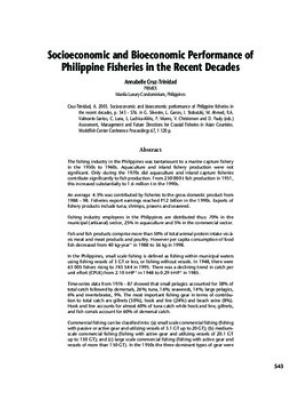 Socioeconomic and bioeconomic performance of Philippine fisheries in the recent decades