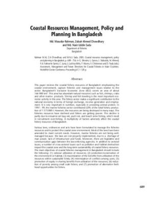 Coastal resources management, policy and planning in Bangladesh