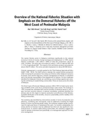 Overview of the national fisheries situation with emphasis on the demersal fisheries off the west coast of Peninsular Malaysia