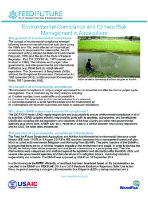 Environmental compliance and climate risk management in aquaculture