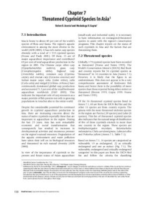 Threatened cyprinid species in Asia