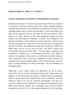 Literacies, development and education in fishing-dependent communities (editorial)