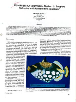 FISHBASE: an information system to support fisheries and aquaculture research