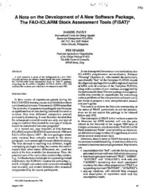 A note on the development of a new software package, the FAO-ICLARM stock assessment tools (FiSAT)