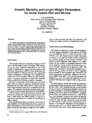 Growth, mortality and length-weight parameters for some Kuwaiti fish and shrimp