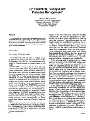 On ECOPATH, Fishbyte and fisheries management