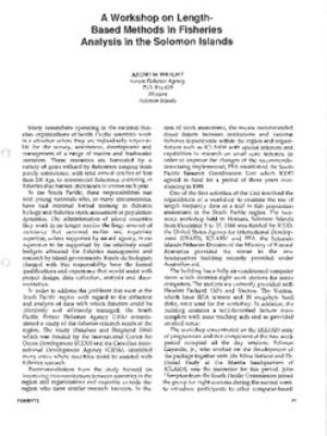 A workshop on length-based methods in fisheries analysis in the Solomon Islands