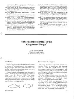 Fisheries development in the Kingdom of Tonga