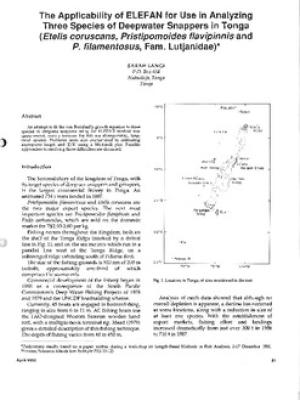 The applicability of ELEFAN for use in analyzing three species of deepwater snappers in Tonga (Etelis coruscans, Pristipomoides flavipinnis and P. filamentosus, Fam. Lutjanidae)
