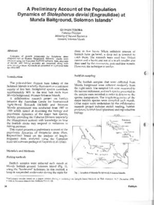 A preliminary account of the population dynamics of Stolephorus devisi (Engraulidae) at Munda Baitground, Solomon Islands