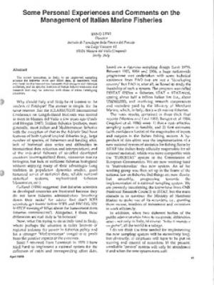 Some personal experiences and comments on the management of Italian marine fisheries