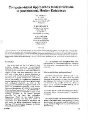 Computer-aided approaches to identification. III: (Conclusion) . Modern databases