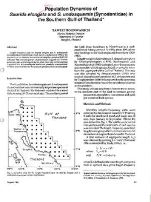 Population dynamics of Saurida elongata and S. undosquamis (Synodontidae) in the southern Gulf of Thailand
