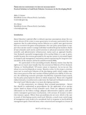 From sound economics to sound management: practical solutions to small-scale fisheries governance in the developing world