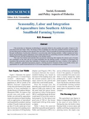 Seasonality, labor and integration of aquaculture into southern African smallhold farming systems