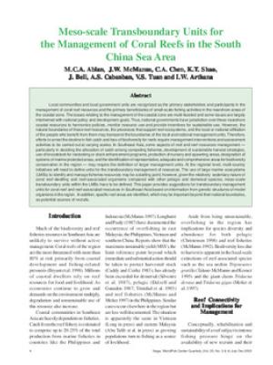 Meso-scale transboundary units for the management of coral reefs in the South China Sea area